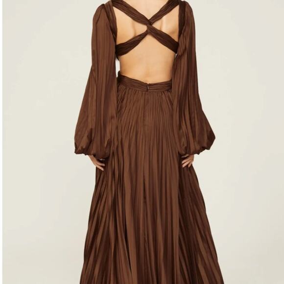 RTR Ieena Mac Duggal Sz 2 Long Sleeve Formal Gown Floor Length Chocolate Brown - Picture 2 of 12